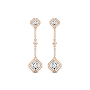5 ²⁄₈ ctw Asscher and Round Lab Grown Diamond Halo Drop Earrings