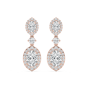 5 ctw Round and Oval Lab Grown Diamond Halo Drop Earrings