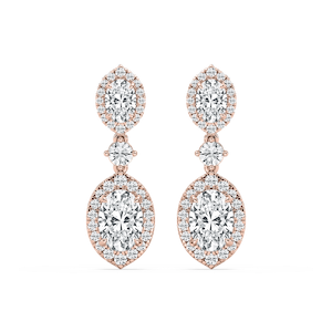 5 ctw Round and Oval Lab Grown Diamond Halo Drop Earrings
