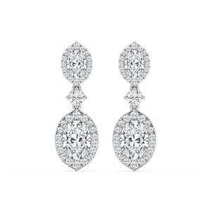 5 ctw Round and Oval Lab Grown Diamond Halo Drop Earrings