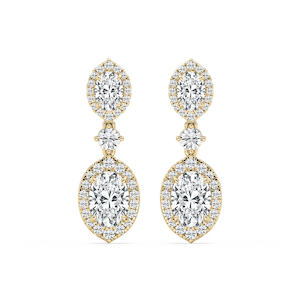 5 ctw Round and Oval Lab Grown Diamond Halo Drop Earrings