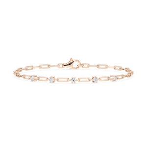 1/4 ctw Round Lab Grown Diamond Five Station Paper Clip Bracelet  - 7 Inches