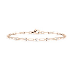 1/4 ctw Round Lab Grown Diamond Five Station Paper Clip Bracelet  - 7 Inches
