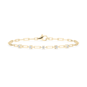 1/4 ctw Round Lab Grown Diamond Five Station Paper Clip Bracelet  - 7 Inches