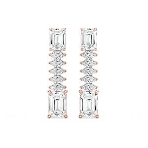 6 ctw Emerald and Marquise Lab Grown Diamond Drop Earrings - Signature Collection