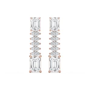 6 ctw Emerald and Marquise Lab Grown Diamond Drop Earrings