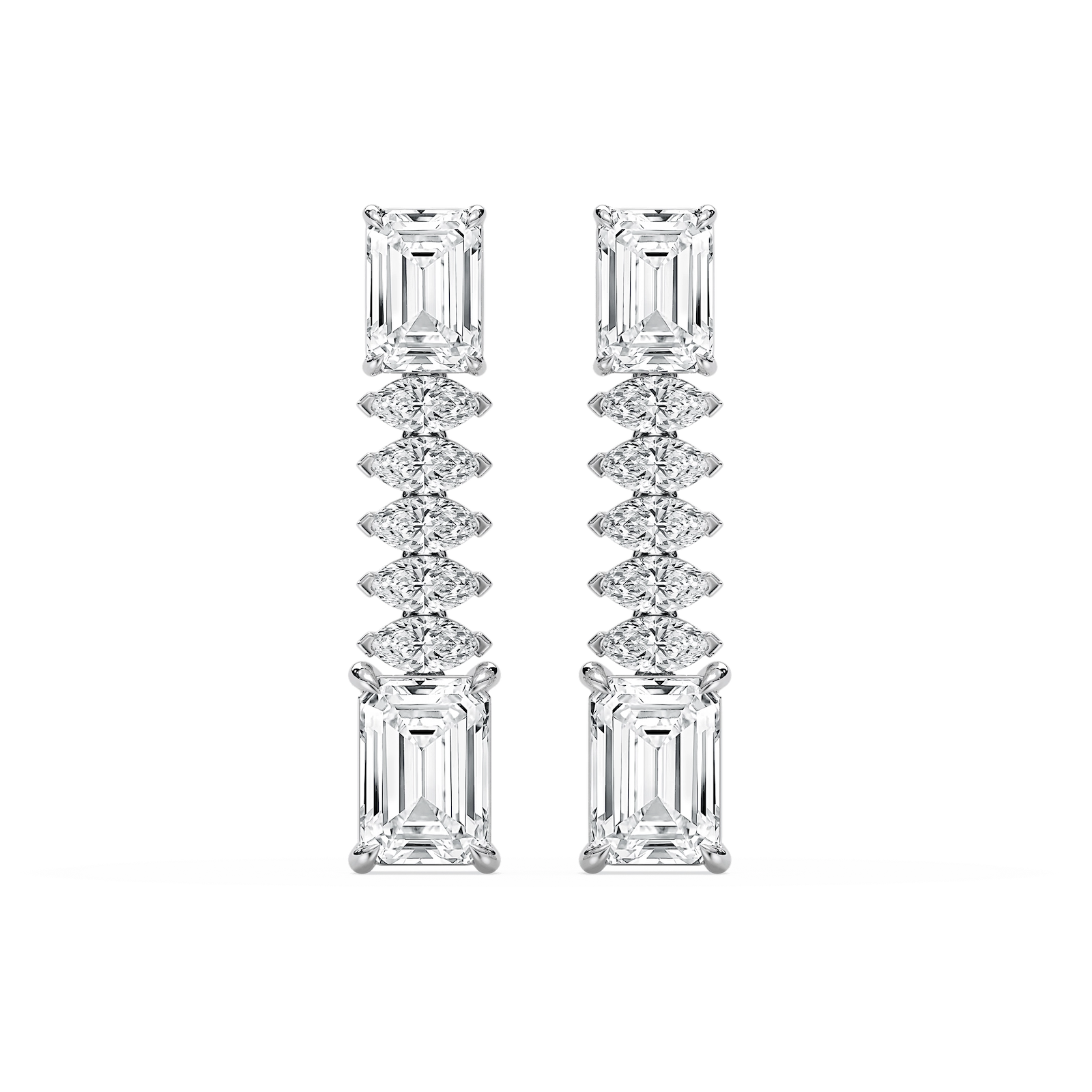 6 ctw Emerald and Marquise Lab Grown Diamond Drop Earrings - Signature Collection