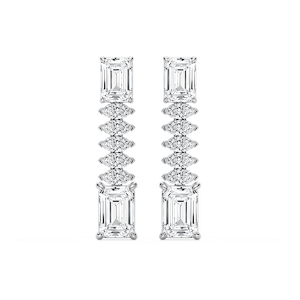 6 ctw Emerald and Marquise Lab Grown Diamond Drop Earrings