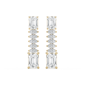 6 ctw Emerald and Marquise Lab Grown Diamond Drop Earrings