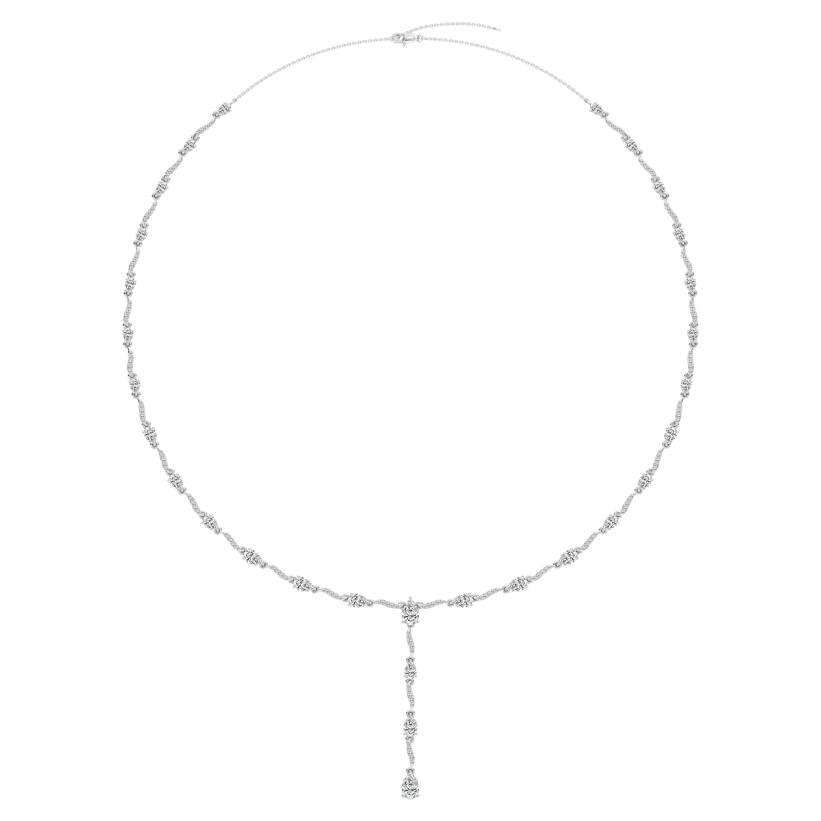 6 ctw Pear and Emerald Lab Grown Diamond Lariat Necklace - 18 Inches