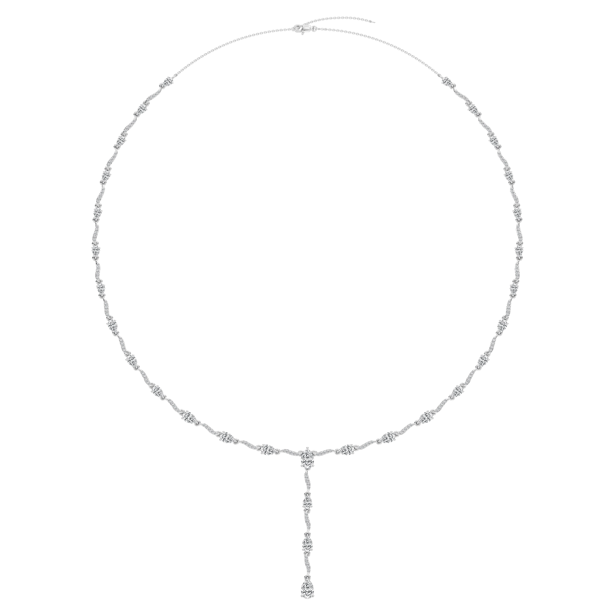 6 ctw Pear and Emerald Lab Grown Diamond Lariat Necklace - 18 Inches