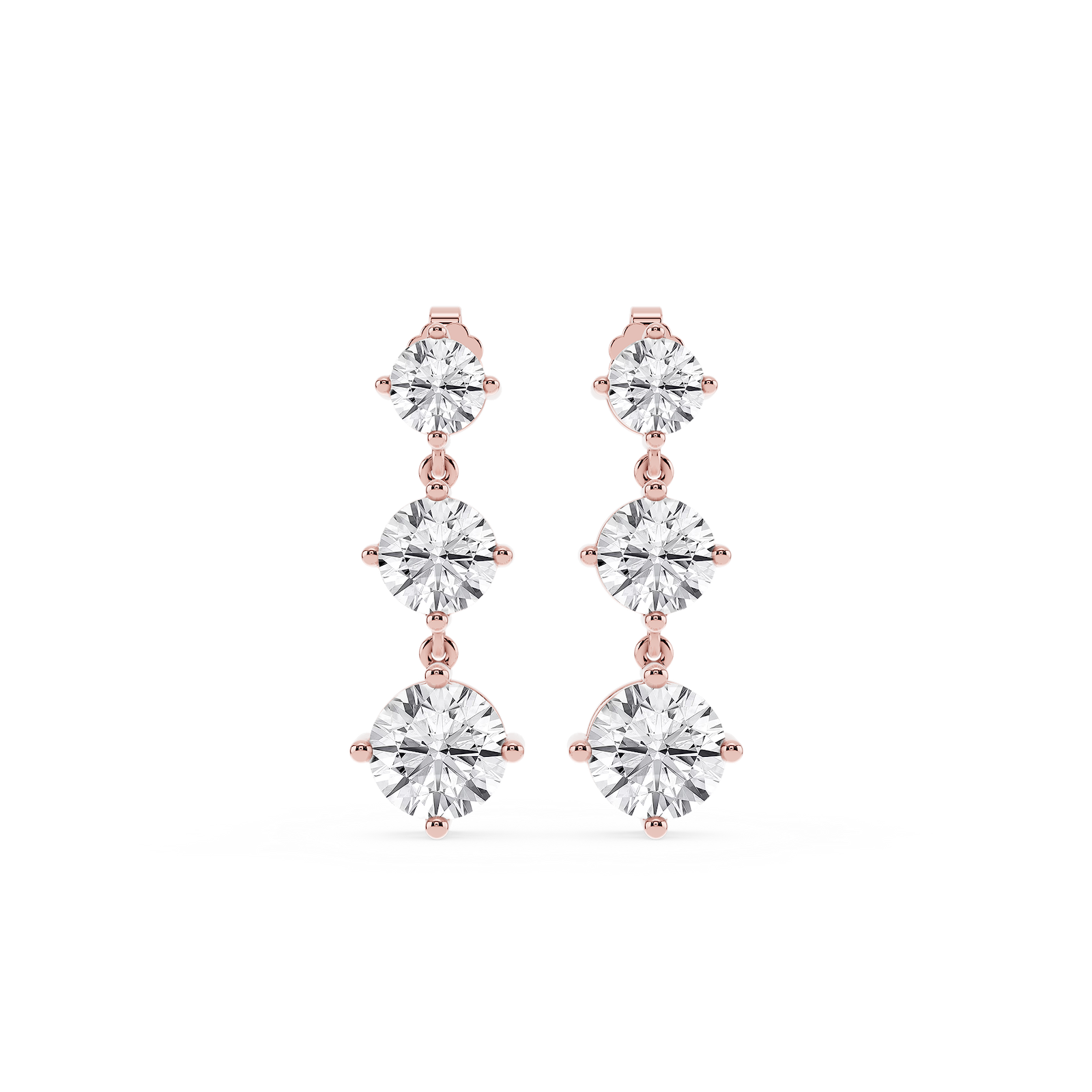 6 ctw Round Lab Grown Diamond Three Stone Drop Earrings – Signature Collection