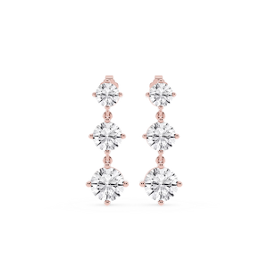 6 ctw Round Lab Grown Diamond Three Stone Drop Earrings – Signature Collection