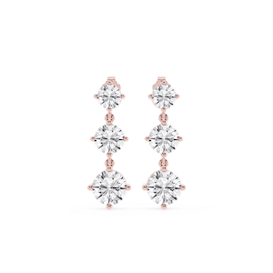 6 ctw Round Lab Grown Diamond Three Stone Drop Earrings – Signature Collection