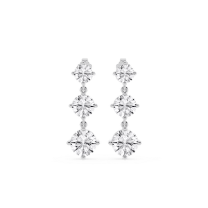 6 ctw Round Lab Grown Diamond Three Stone Drop Earrings – Signature Collection