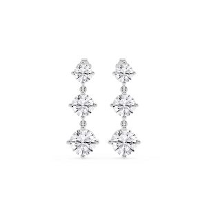 6 ctw Round Lab Grown Diamond Three Stone Drop Earrings – Signature Collection