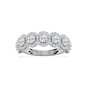 Alaya 2 ctw Round Lab Grown Diamond Halo 7-Stone Anniversary Band