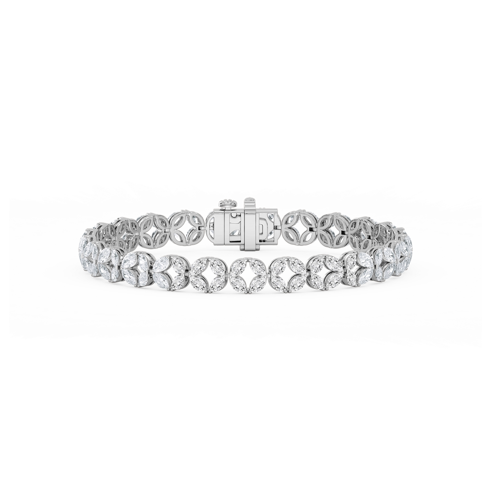 8 ctw Marquise Lab Grown Diamond Open Flower Bracelet  - 7 Inches