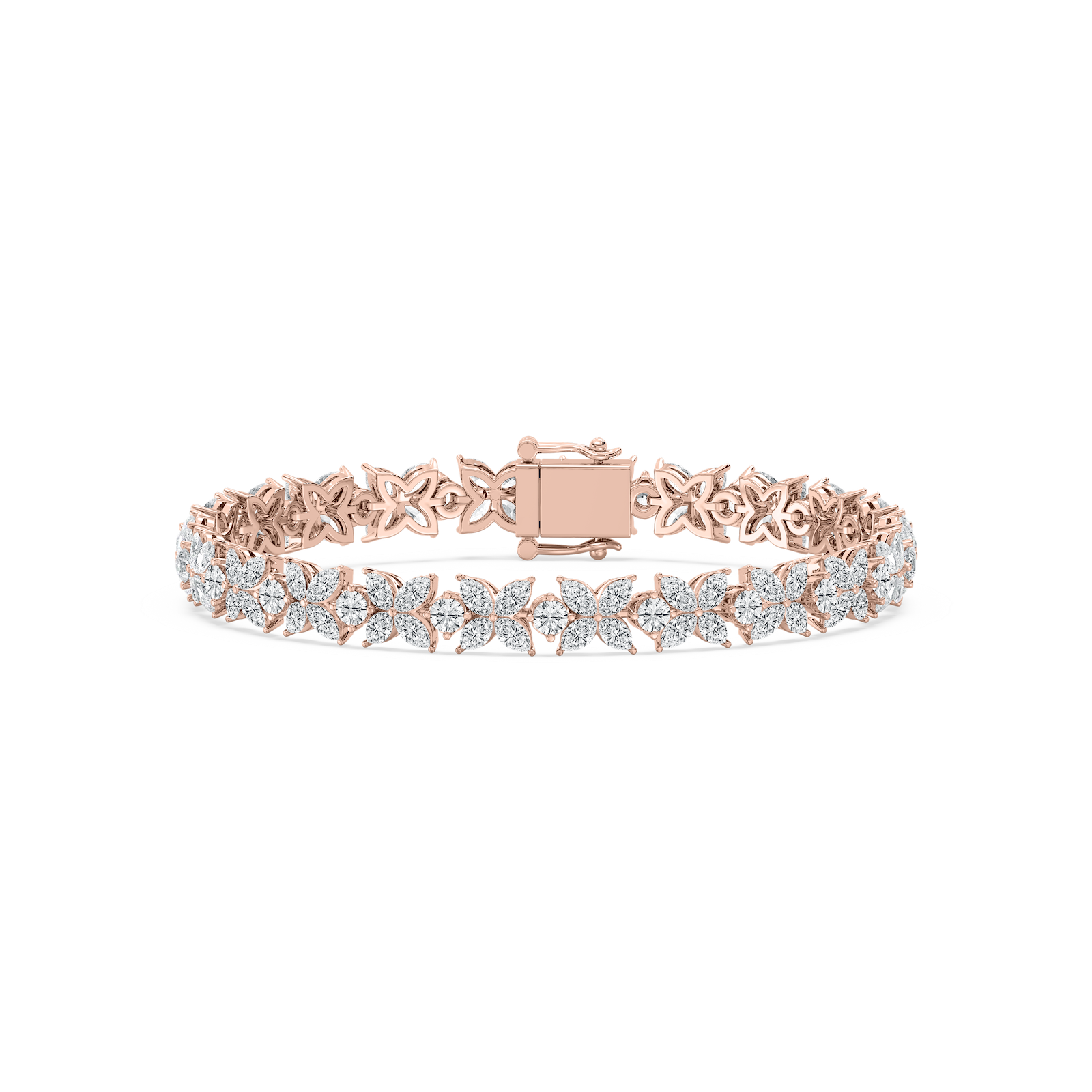 9 ⅛ ctw Marquise and Round Lab Grown Diamond Floral Tennis Bracelet - 7 Inches