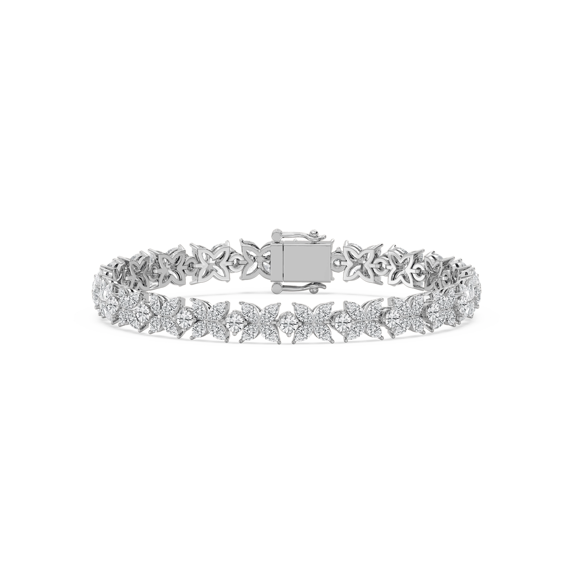 9 ⅛ ctw Marquise and Round Lab Grown Diamond Floral Tennis Bracelet - 7 Inches