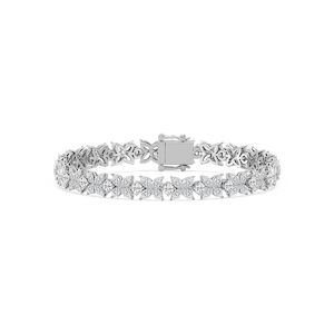 9 ⅛ ctw Marquise and Round Lab Grown Diamond Floral Tennis Bracelet - 7 Inches