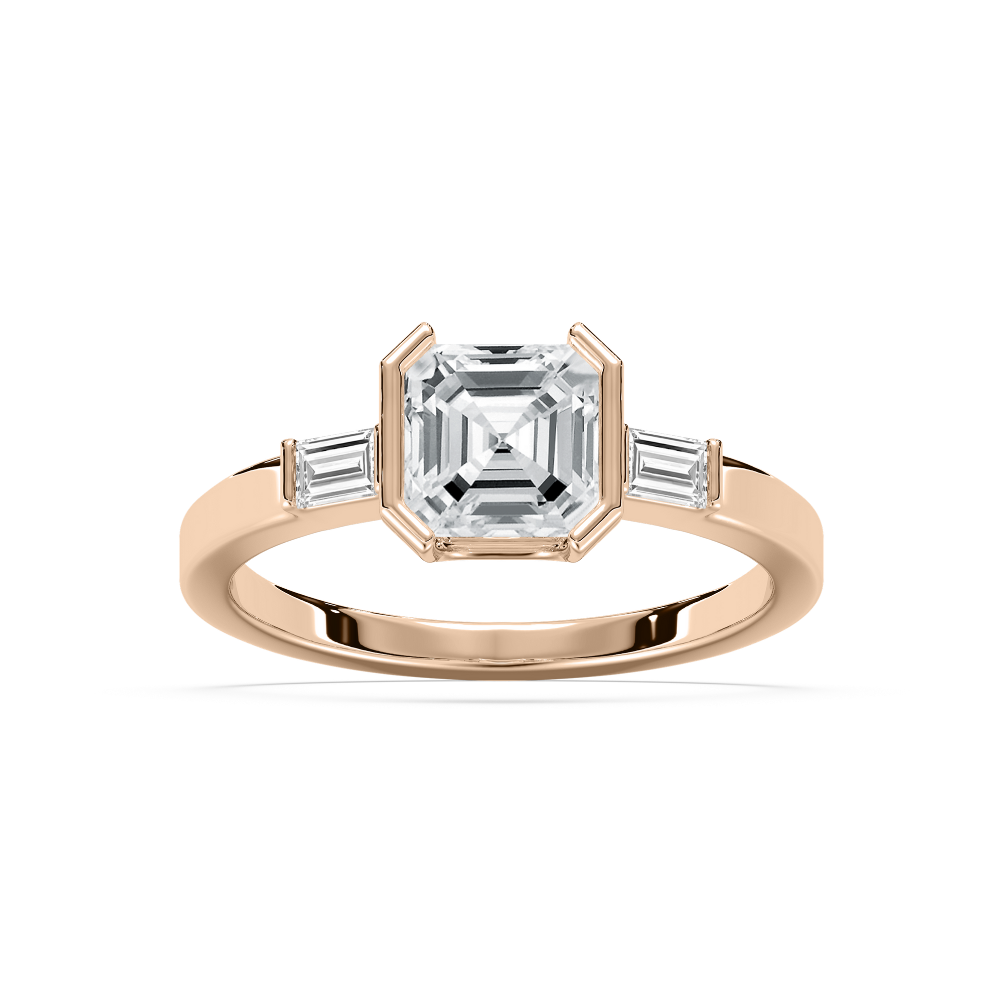 Adira Semi Bezel Engagement Ring in Rose Gold