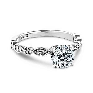  antique Engagement Ring shown with a 1.0ct Round Cut Lab Grown Diamond