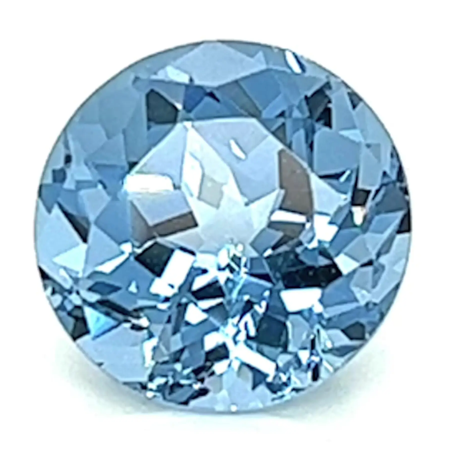 0.59 Carat Round Cut Lab-Created Aqua Blue Spinel