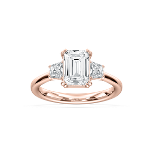 Astra Emerald Three Stone Ring in Rose Gold