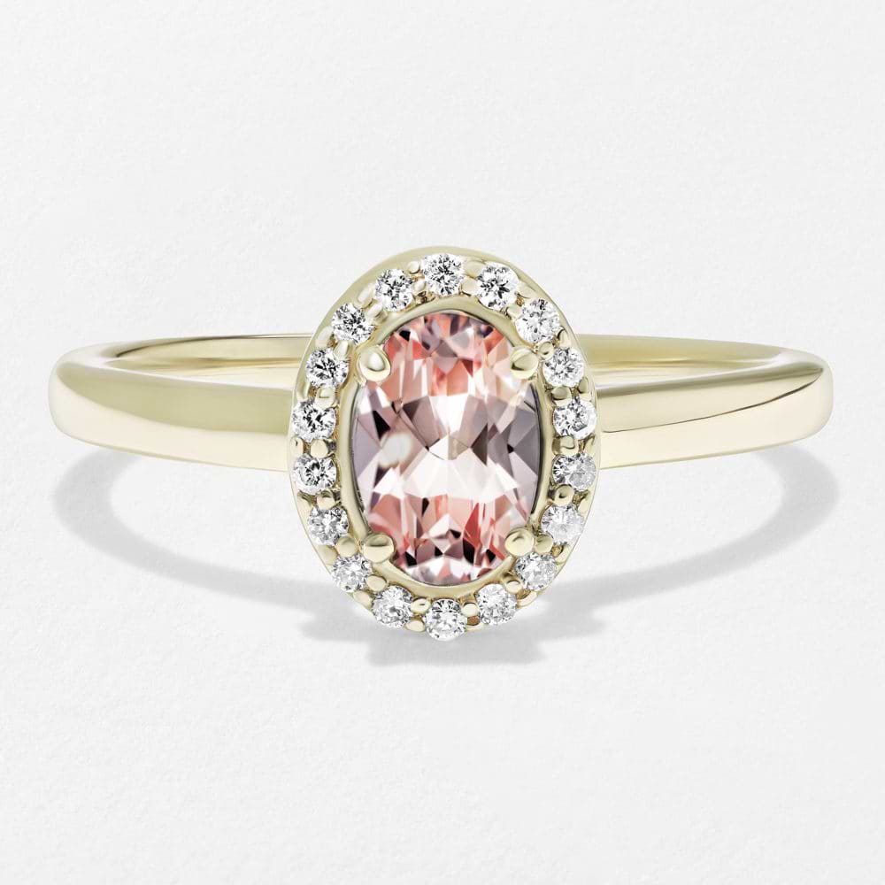 Shown with a Pink Champagne Sapphire Oval Cut center stone