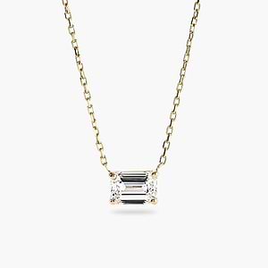 basket pendant featuring an emerald cut lab grown diamond set in recycled yellow gold by MiaDonna