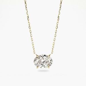 basket pendant with an oval cut lab grown diamond set in recycled yellow gold by MiaDonna
