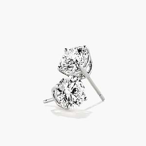 classic stud earrings featuring round cut lab grown diamonds set in white gold basket setting by MiaDonna