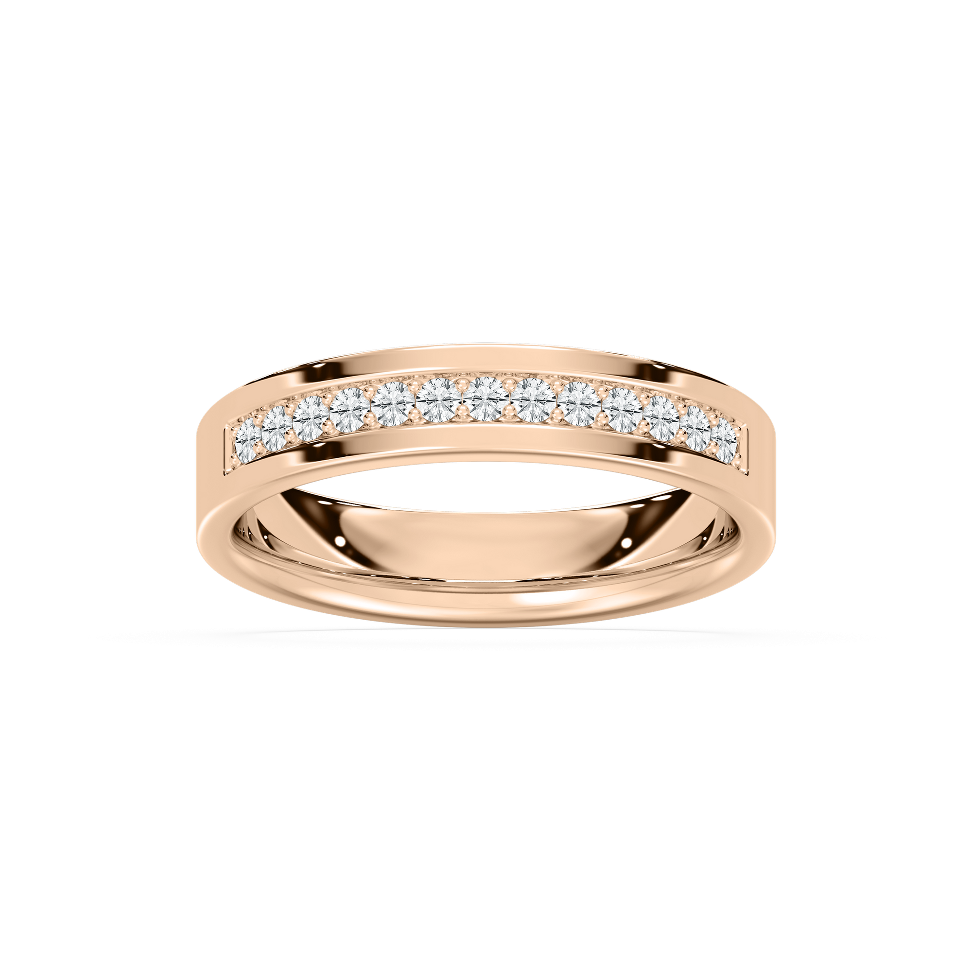 Beau Flat Edge Channel Band in Rose Gold