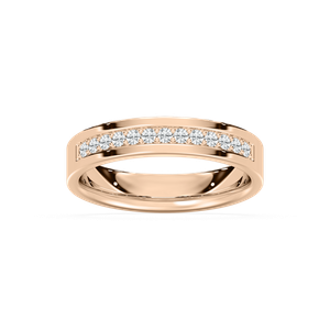 Beau Flat Edge Channel Band in Rose Gold