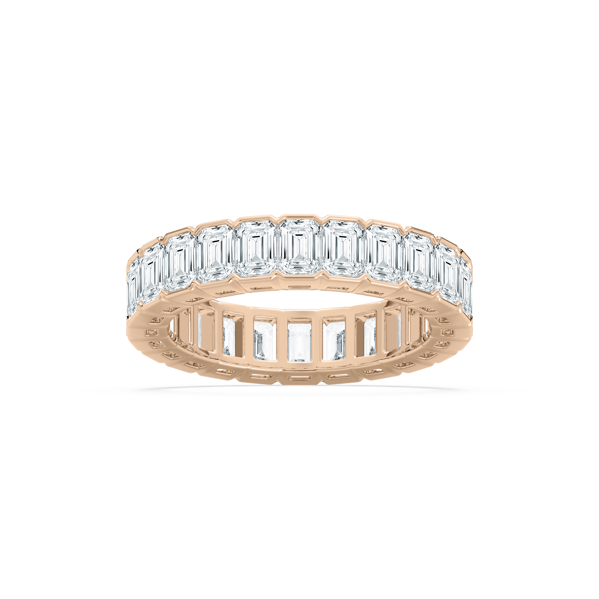 Bezel Emerald Eternity Ring in Rose Gold