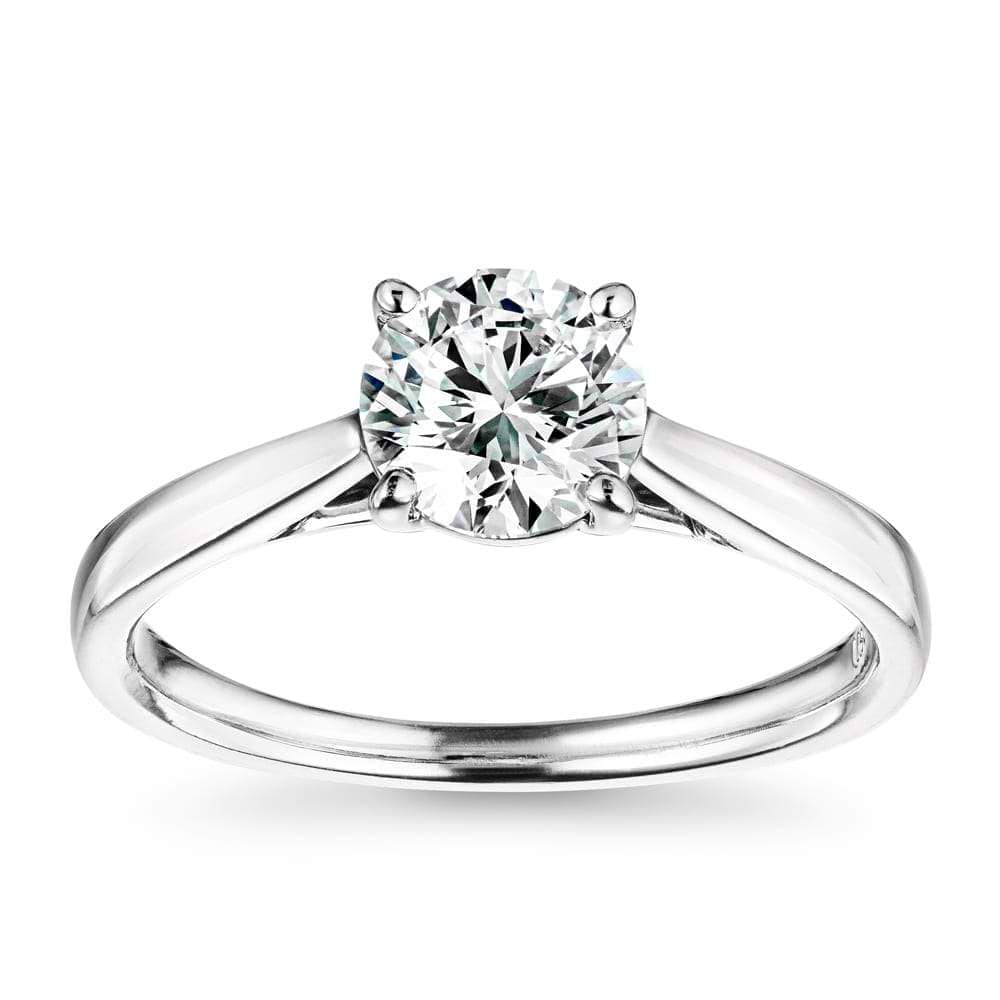 Blonde Solitaire Engagement Ring with 1ct Round cut Lab Grown Diamond in 14K White Gold|Blonde Solitaire Engagement Ring with 1ct Round cut Lab Grown Diamond in 14K White Gold