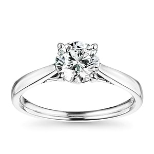 Blonde Solitaire Engagement Ring with 1ct Round cut Lab Grown Diamond in 14K White Gold