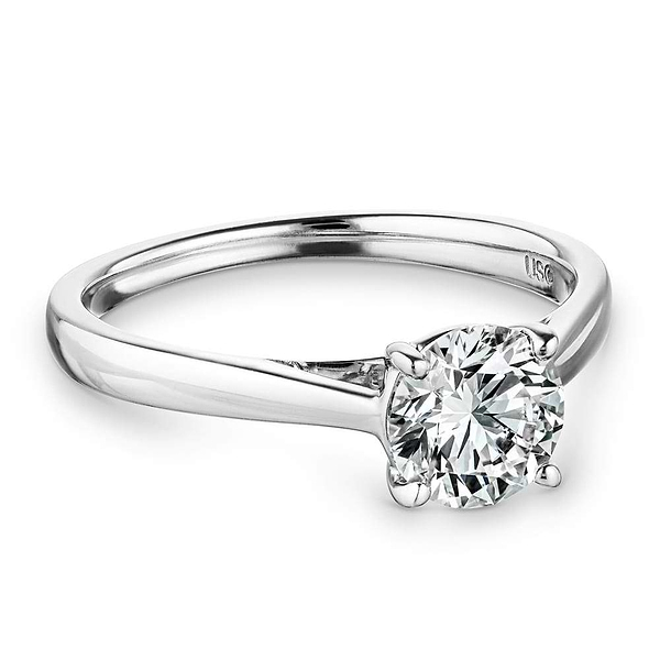 Blonde Solitaire Engagement Ring with 1ct Round cut Lab Grown Diamond in 14K White Gold|Blonde Solitaire Engagement Ring with 1ct Round cut Lab Grown Diamond in 14K White Gold