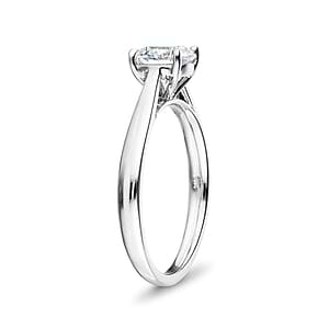 Blonde Solitaire Engagement Ring with 1ct Round cut Lab Grown Diamond in 14K White Gold