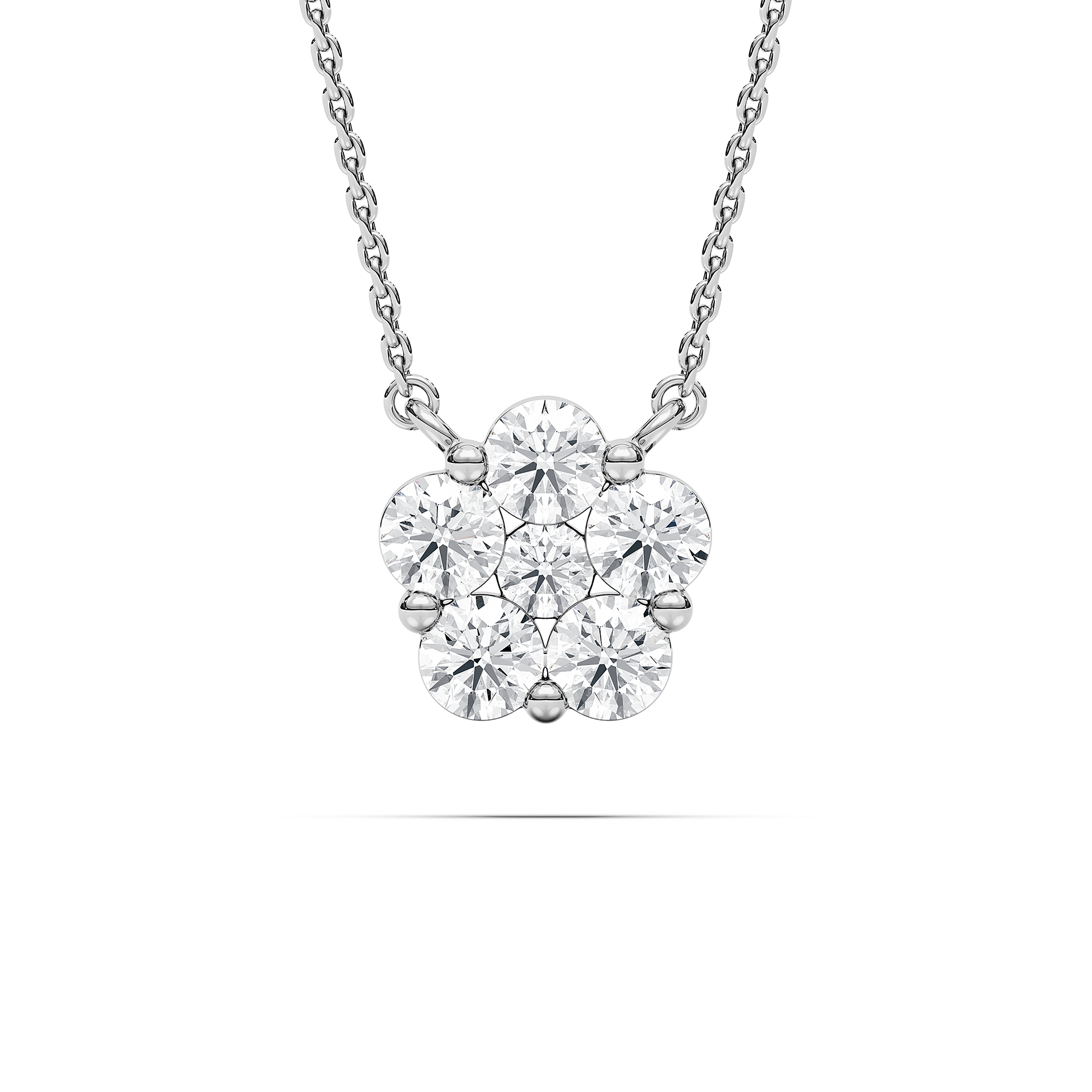Blooming Beauty Flower Pendant with 1.06ctw Lab-Grown Diamonds in 14K White Gold