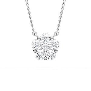 Blooming Beauty Flower Pendant with 1.06ctw Lab-Grown Diamonds in 14K White Gold