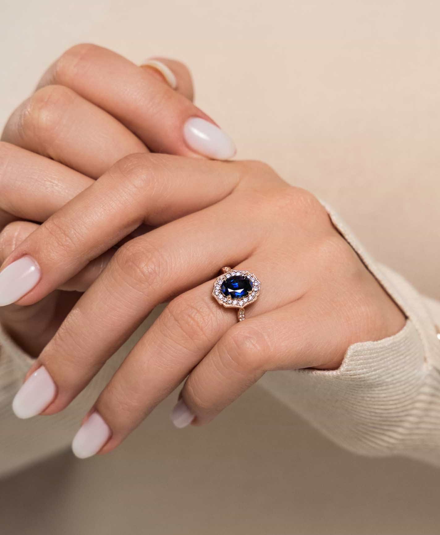 Lab created sapphire and diamond ring discount
