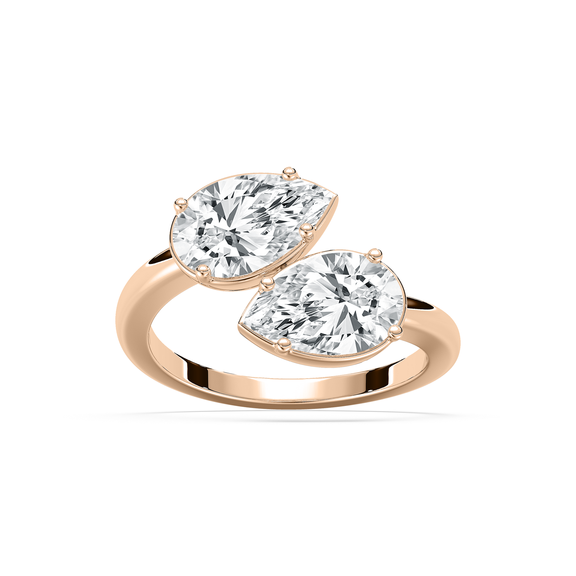 Bold Pear Toi et Moi in Rose Gold