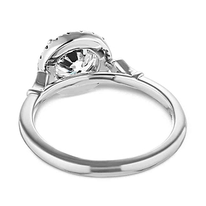 Elegant diamond halo engagement ring with 1ct round cut lab grown diamond in 14k white gold