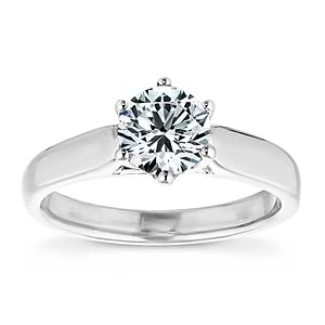  Calista Solitaire Engagement Ring  six prong solitaire engagement ring 1.0ct round cut lab grown diamond recycled 14k white gold