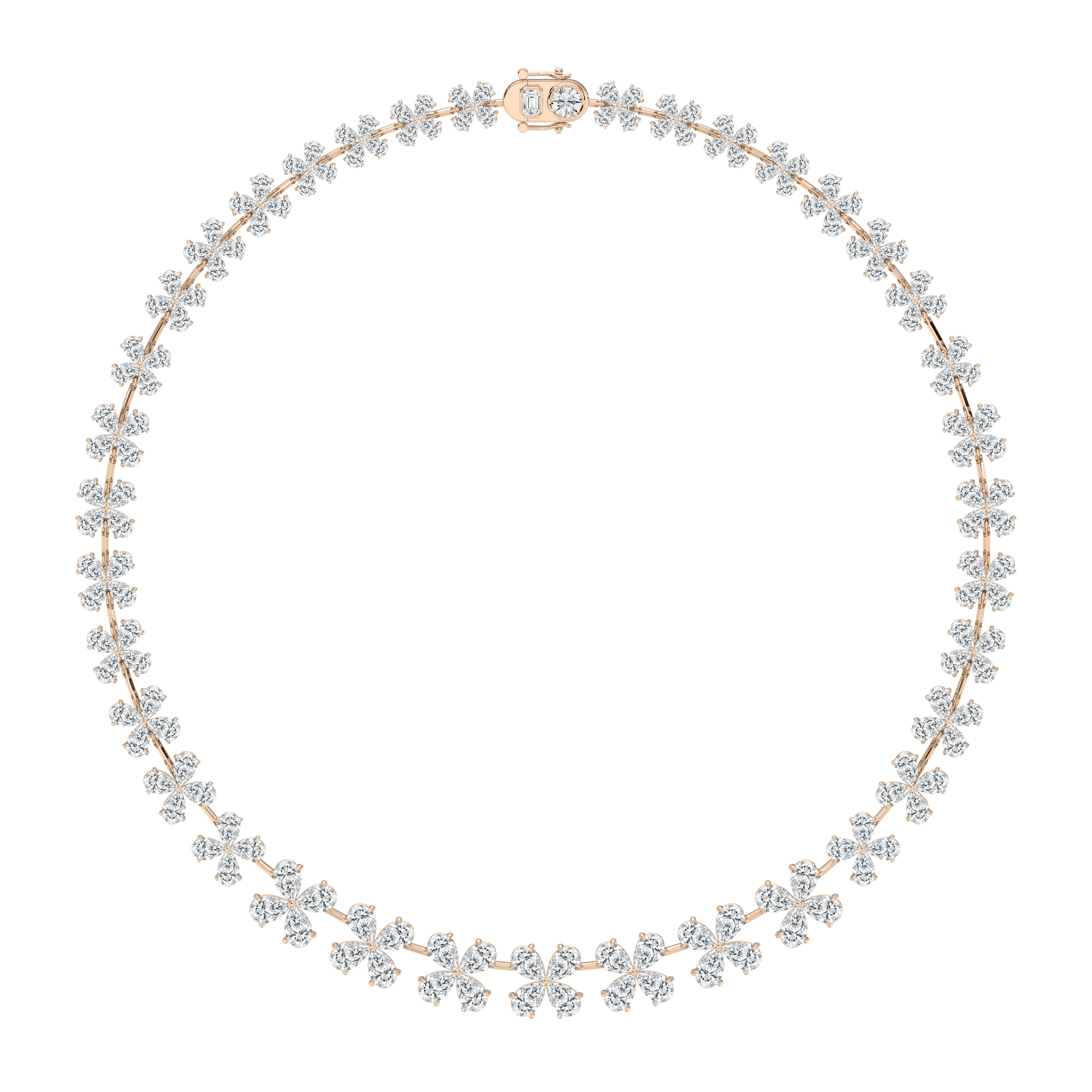 Cascading Pear Diamond Collar Necklace in Rose Gold