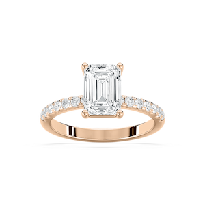 Celine French Pave Emerald Engagement Ring in Rose Gold