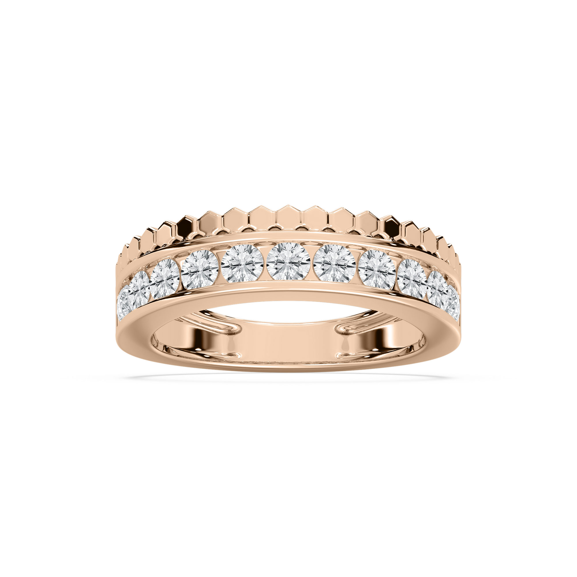 Channel Set Beaded Band in Rose Gold