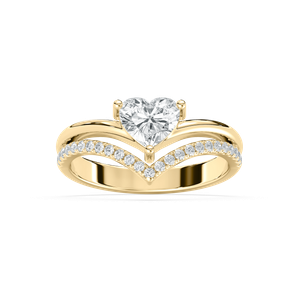 ctw Heart and Round Lab Grown Diamond Chevron Double Row Promise Ring